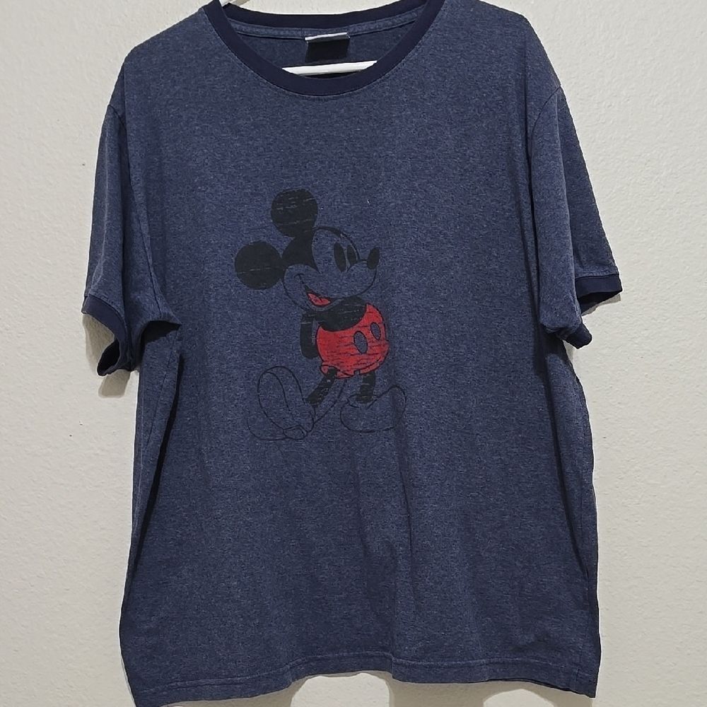 Disney Blue and Red Short Sleeve Tee with Classic Crew Neck
